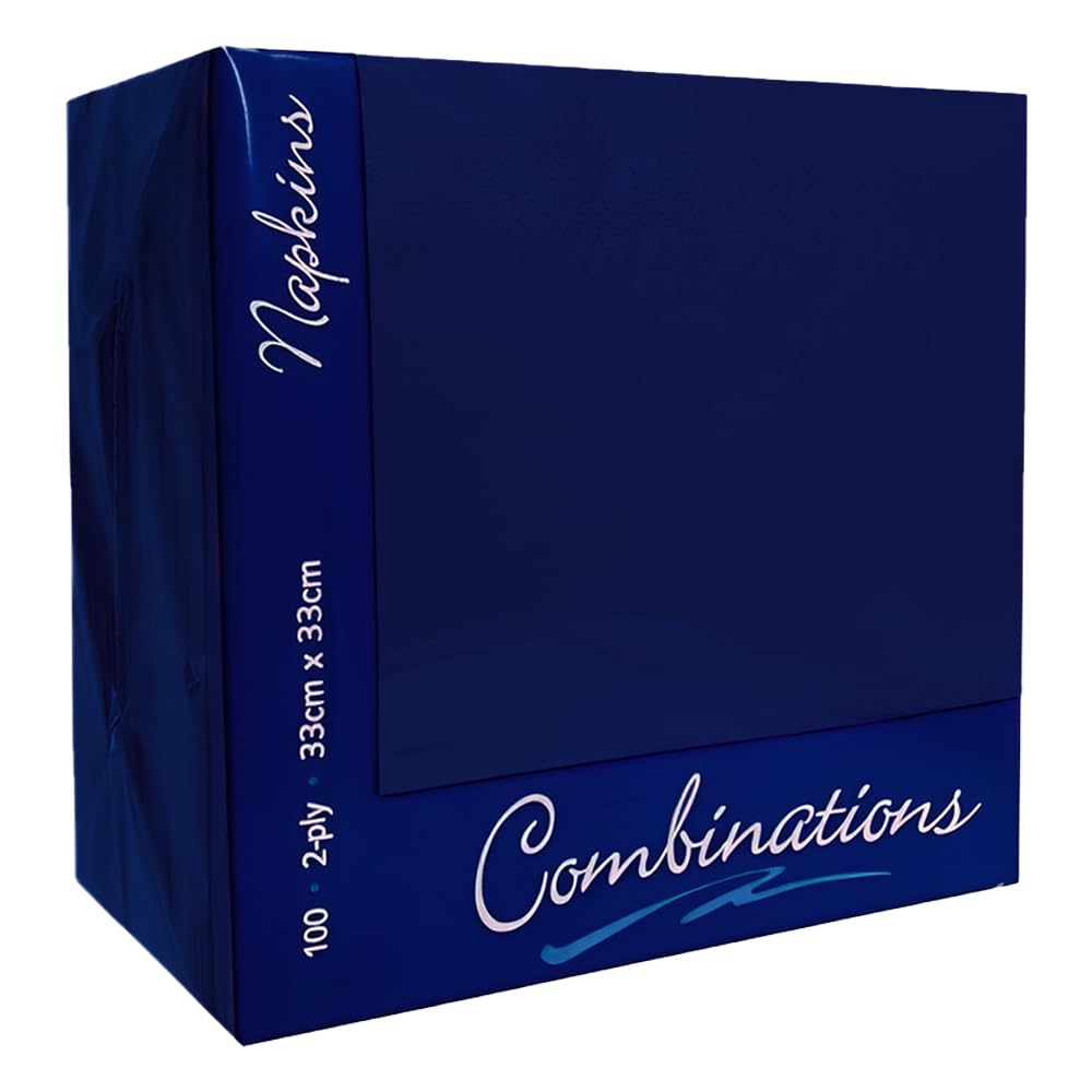 Venuscello® 400 x Serviettes Tissue Paper Napkins Blue 2-Ply 33cm for Catering Wedding Birthday Parties - 100 in Each Pack