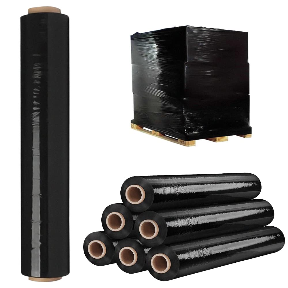 Venuscello® Pallet Wrap Shrink Wrapping Roll 400mm x 250m Black Non Extended Core Cling Film for Moving Secure Packaging & Shipping