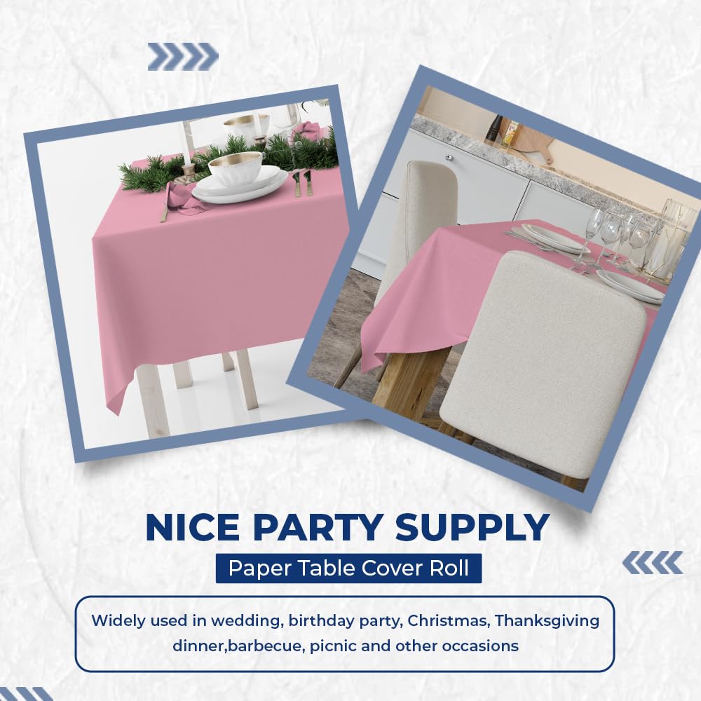 Venuscello® Banquet Roll Pink Paper Banqueting Roll for Wedding Buffet Dinner Home Large Disposable Table Paper Cloth Cover - 25M X 1.2M
