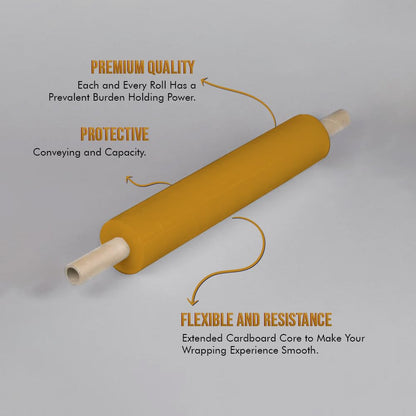 Venuscello® 6 x Pallet Wrap Stretch Shrink Wrapping Rolls Extended 400mm x 200m 20mu Yellow Cling Film for Moving, Secure Packaging, Wrap Parcel for Secure Shipping