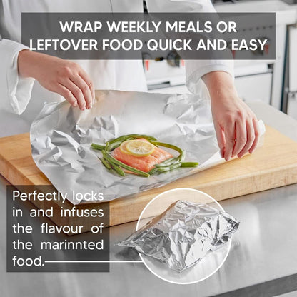 Venuscello® Aluminium Kitchen Foil 300mm x 75m 12" Food Wrap Tin Foil Roll for Keep Food Fresh Long Time
