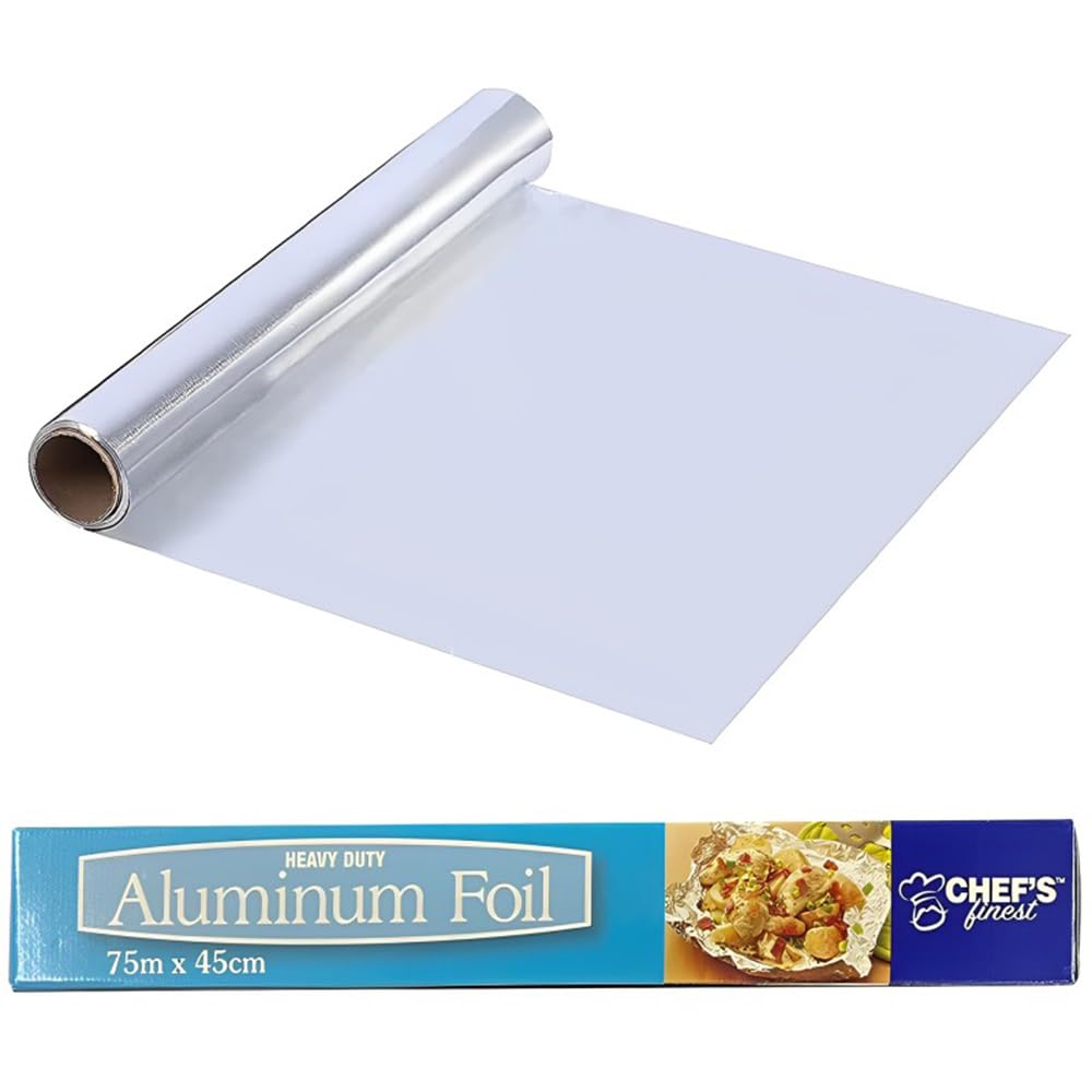 Venuscello® Aluminium Kitchen Foil 300mm x 75m 12" Food Wrap Tin Foil Roll for Keep Food Fresh Long Time