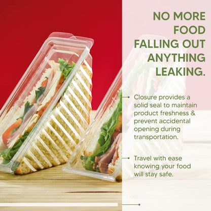 Venuscello® 75 x Deep Fill Sandwich Wedges Box Containers with Hinged Lid Clear Plastic for Wedding, Birthday Party Restaurants - 11 x 11 x 6cm