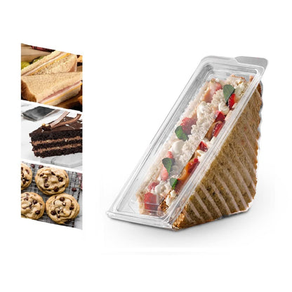 Venuscello® 75 x Deep Fill Sandwich Wedges Box Containers with Hinged Lid Clear Plastic for Wedding, Birthday Party Restaurants - 11 x 11 x 6cm