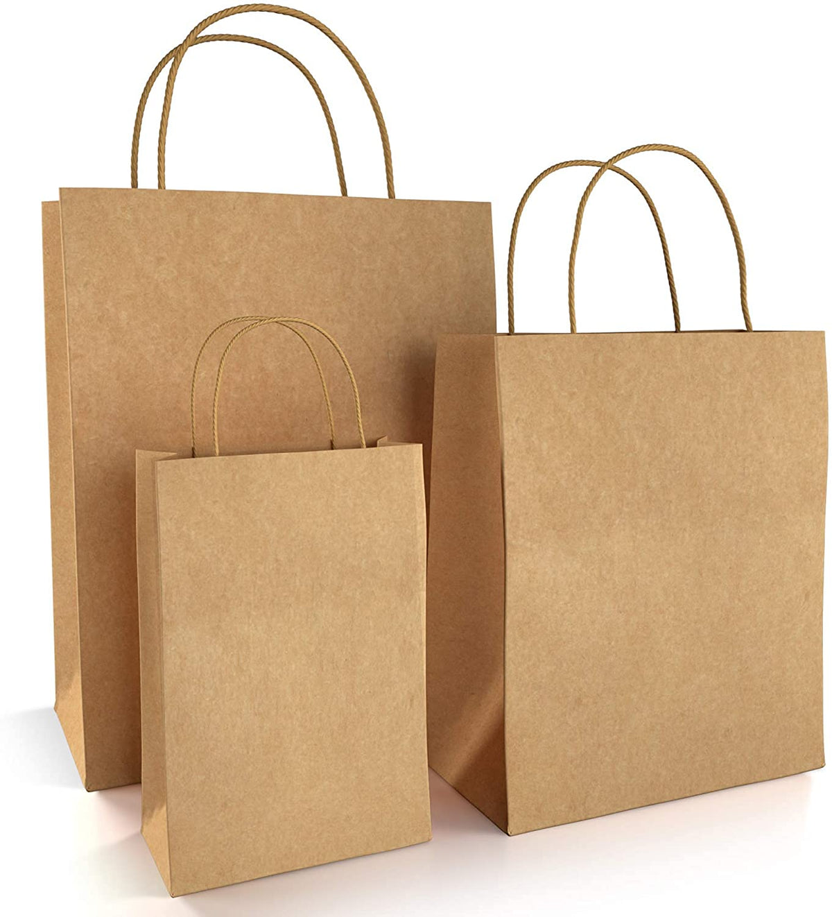 Venuscello 100 x Twisted Handle Paper Bags 45.72cm x 48.76cm x 14.22cm Brown Kraft Carrier Party Bag for Shopping Cloths & Jewellery - 18 x 19.2 + 5.6 in