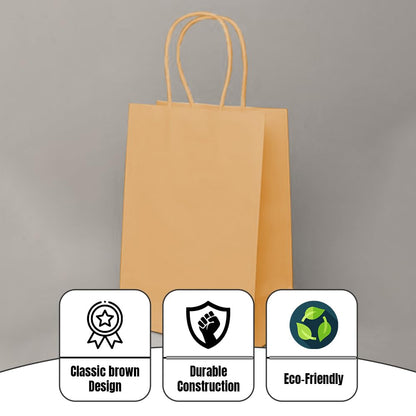 Venuscello 100 x Twisted Handle Paper Bags 45.72cm x 48.76cm x 14.22cm Brown Kraft Carrier Party Bag for Shopping Cloths & Jewellery - 18 x 19.2 + 5.6 in