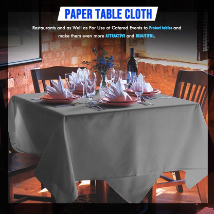 Venuscello® 25 x Silver Paper Table Cloth Square Tabletop Disposable Folded Cover to Protect Table for Birthday Party - 90cm x 90cm