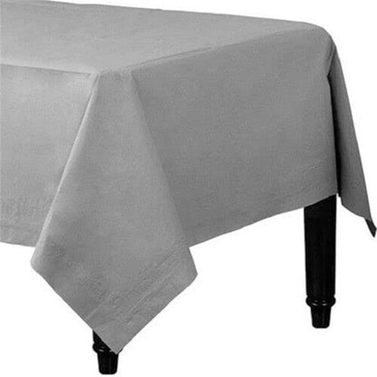 Venuscello® 25 x Silver Paper Table Cloth Square Tabletop Disposable Folded Cover to Protect Table for Birthday Party - 90cm x 90cm