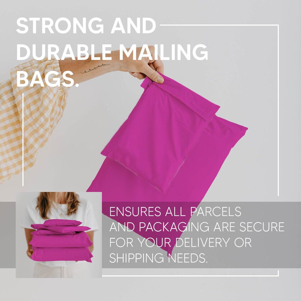 Venuscello® 100 x Pink Mailing Bags 6 x 9 in Poly Mailer Self Sealing Postal Courier Bag Envelopes Polythene Bag for Cloths Stationary and Shipping