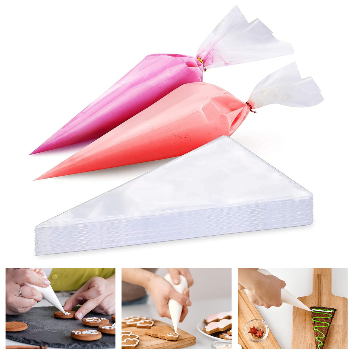 Venuscello® 20 x Icing Piping Savoy Disposable Clear Mash Thick 18" Bags for Decorating Cookies, Cake, Pastry Ideal for Baking Easy to Grip and Comfortable