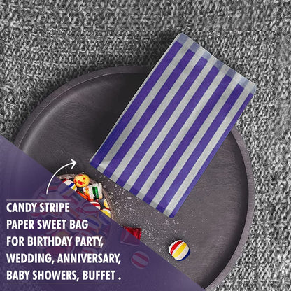 Venuscello® Candy Bags Blue Striped Sweet Paper Bag 5"x7" for Sweets Christmas Party Halloween Wedding & Baby Shower