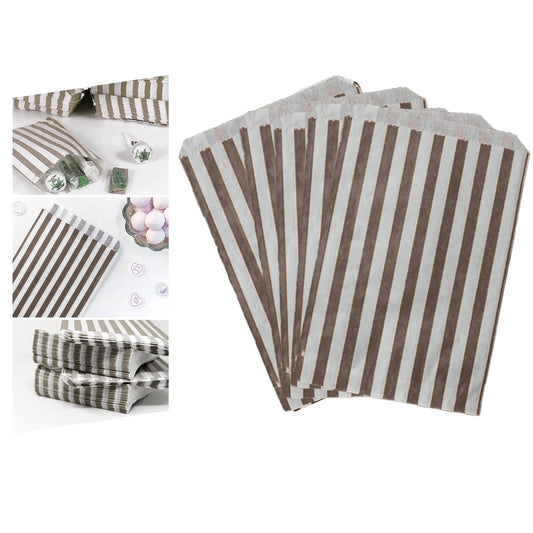 Venuscello® 100 x Candy Bags Black Striped Sweet Paper Bag 7" x 9" for Sweets Christmas Party Halloween Wedding & Baby Shower
