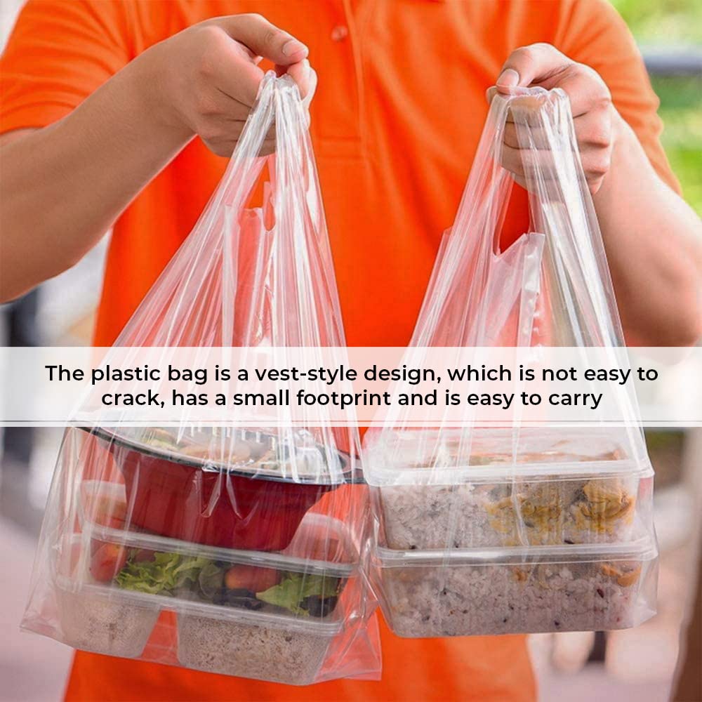 Venuscello® 6000 x Vest Style Carrier Bags White Plastic 10" X 15" X 18" 14mu Heavy Duty Carry Bags for Vegetables Fruits Groceries Shopping