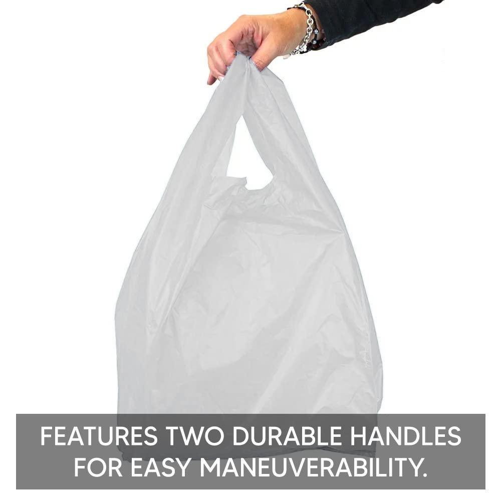 Venuscello® 2000 x Vest Style Carrier Bags White Plastic 8" x 13" x 18" 16mu Heavy Duty Carry Bags for Vegetables Fruits Groceries Shopping