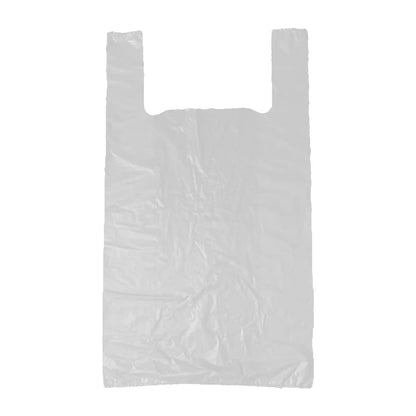Venuscello® 2000 x Vest Style Carrier Bags White Plastic 8" x 13" x 18" 16mu Heavy Duty Carry Bags for Vegetables Fruits Groceries Shopping