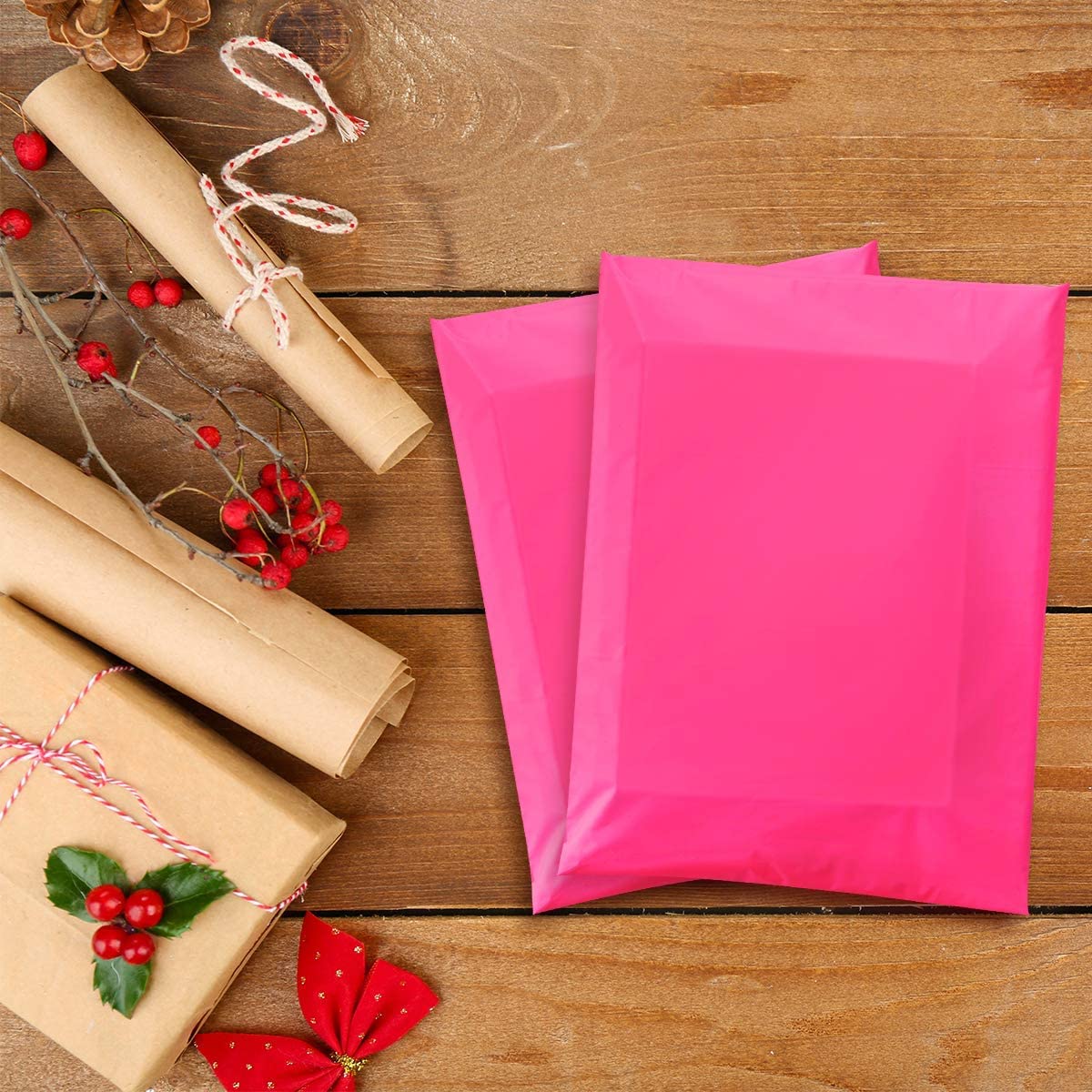 Venuscello® 100 x Pink Mailing Bags 12 x 16 in Poly Mailer Self Sealing Postal Courier Bag Envelopes Polythene Bag for Cloths Stationary and Shipping