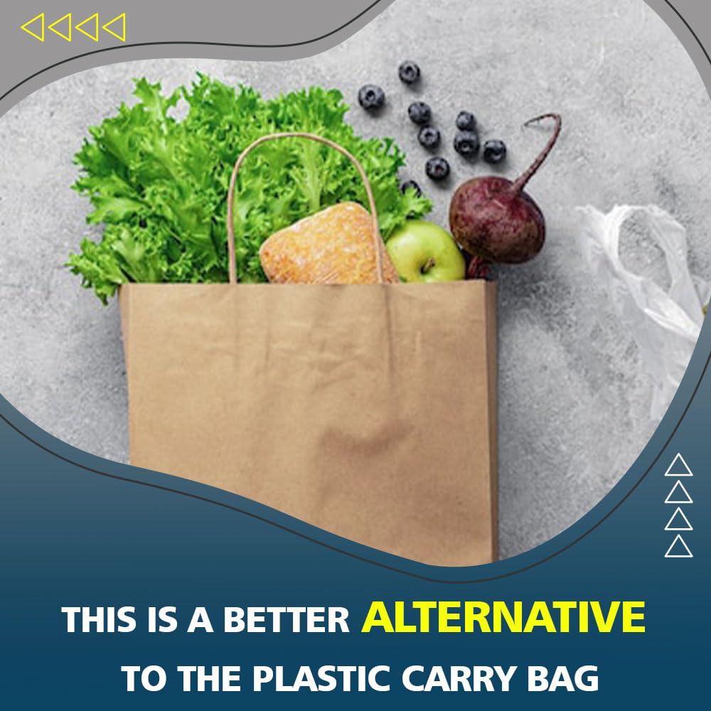 Venuscello® 5 x Twisted Handle Paper Bags 19.30cm x 21.84cm x 8.12cm Brown Kraft Carrier Party Bag for Shopping Cloths & Jewellery - 7.6 x 8.6 + 3.2 in