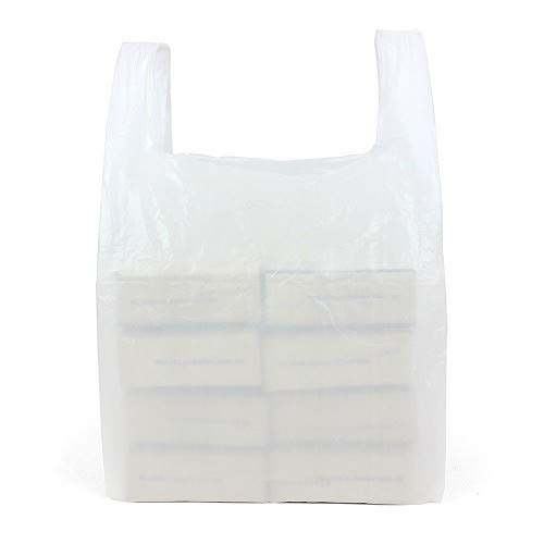Venuscello® 2000 x Vest Style Carrier Bags White Plastic 11" x 17" x 21" 18mu Heavy Duty Carry Bags for Vegetables Fruits Groceries Shopping