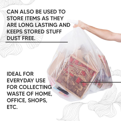 Venuscello® 200 x Heavy Duty Bin Liners Bags Clear for Home & Kitchen Wastage 18 x 29 x 39 in 160 Gauge