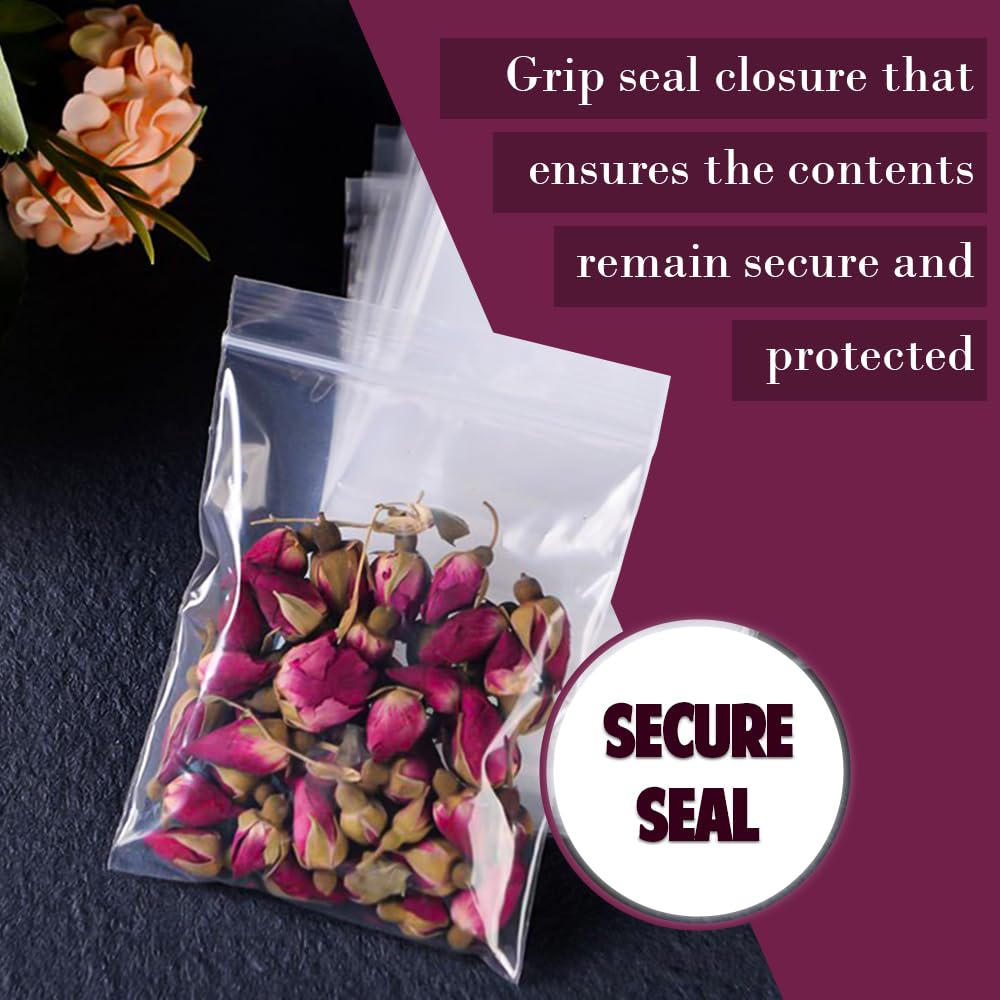Venuscello® 100 x Grip Seal Zip Lock Resealable Plastic Bags 10" x 14" Clear Poly Zip Bag for Store Medicines, Jewellery, Small Sweets, Candy & Parts