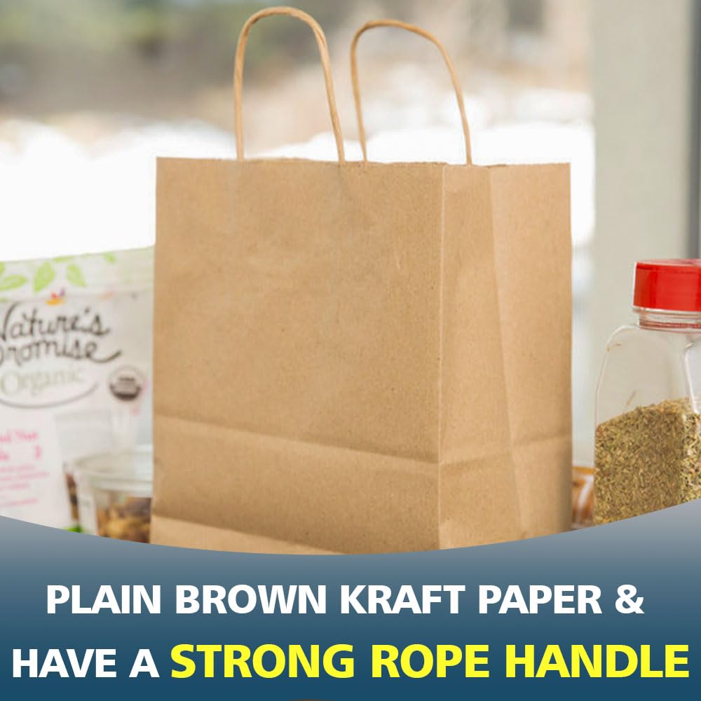 Venuscello® 20 x Twisted Handle Paper Bags 19.30cm x 21.84cm x 8.12cm Brown Kraft Carrier Party Bag for Shopping Cloths & Jewellery - 7.6 x 8.6 + 3.2 in