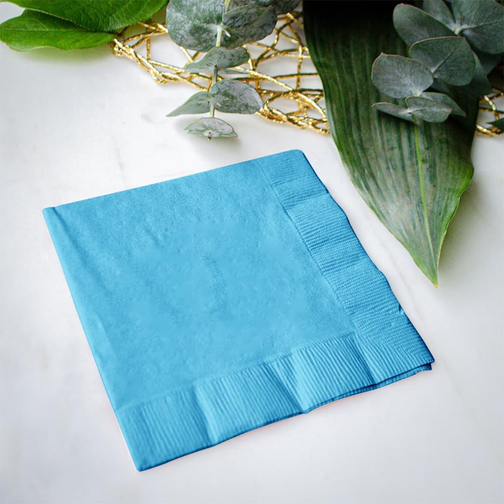 Venuscello® 400 x Serviettes Paper Napkins Sky Blue Disposable Recyclable Tissue 2-Ply 33cm for Catering Wedding Birthday Parties - 100 in Each Pack