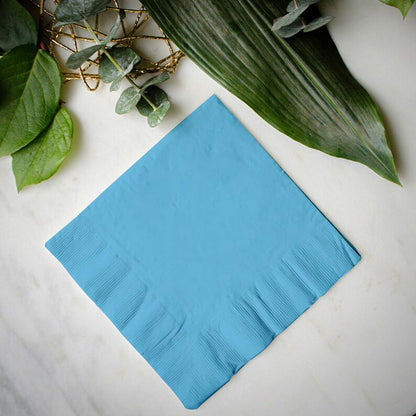 Venuscello® 400 x Serviettes Paper Napkins Sky Blue Disposable Recyclable Tissue 2-Ply 33cm for Catering Wedding Birthday Parties - 100 in Each Pack