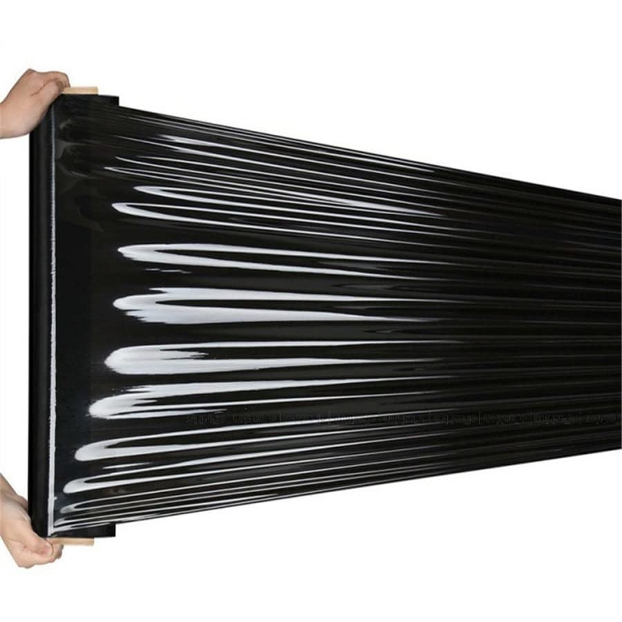 Venuscello® 3 x Pallet Stretch Shrink Cling Wrap Black Non Extended Rolls, Water Proof & Tear Resistant for Secure Packaging, House Moving - 400mm x 200m 17Micron - 3 PC