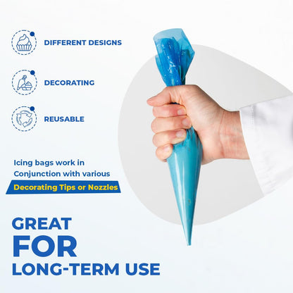 Venuscello® 500 x Icing Piping Savoy Disposable Blue Mash Thick 21" Bags for Decorating Cookies, Cake, Pastry Ideal for Baking Easy to Grip and Comfortable