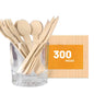 Venuscello® 300 x Disposable Wooden Cutlery Set Biodegradable - 100 Forks, 100 Spoons, and 100 Knives Eco-Friendly & Compostable - Wooden Cutlery for Picnic, Travel and Camping