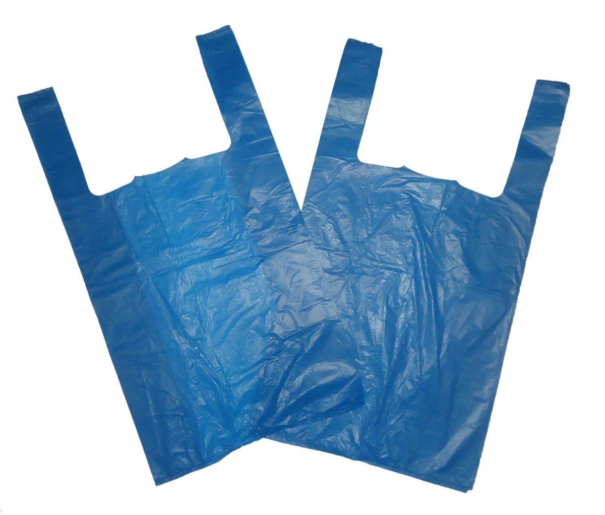 Venuscello® 2000 x Vest Style Carrier Bags Blue Plastic 12" x 18" x 23" 18mu Heavy Duty Carry Bags for Vegetables Fruits Groceries Shopping