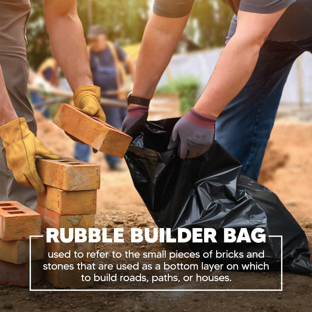 Venuscello® Heavy Duty Rubble Sacks | 50 Plastic Black Refuse Builder Bags 20 in x 30 in 400 Gauge Rubbish Bags for Gardening Construction Garbage Waste