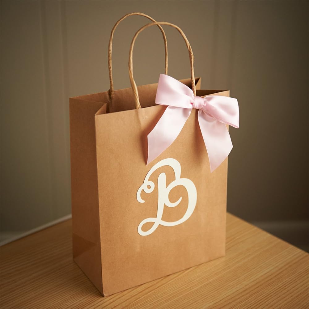 Venuscello® 50 x Twisted Handle Paper Bags 19.30cm x 21.84cm x 8.12cm Brown Kraft Carrier Party Bag for Shopping Cloths & Jewellery - 7.6 x 8.6 + 3.2 in