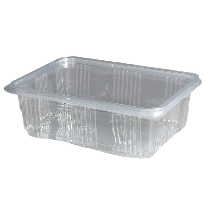 Venuscello® 500 x Clear Plastic Salad Containers Hinged Lid 750cc Food Takeaway Storage Container Reusable Washable Stackable Leakproof Lid for Freezing Food Long Term