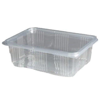 Venuscello® 500 x Clear Plastic Salad Containers Hinged Lid 750cc Food Takeaway Storage Container Reusable Washable Stackable Leakproof Lid for Freezing Food Long Term