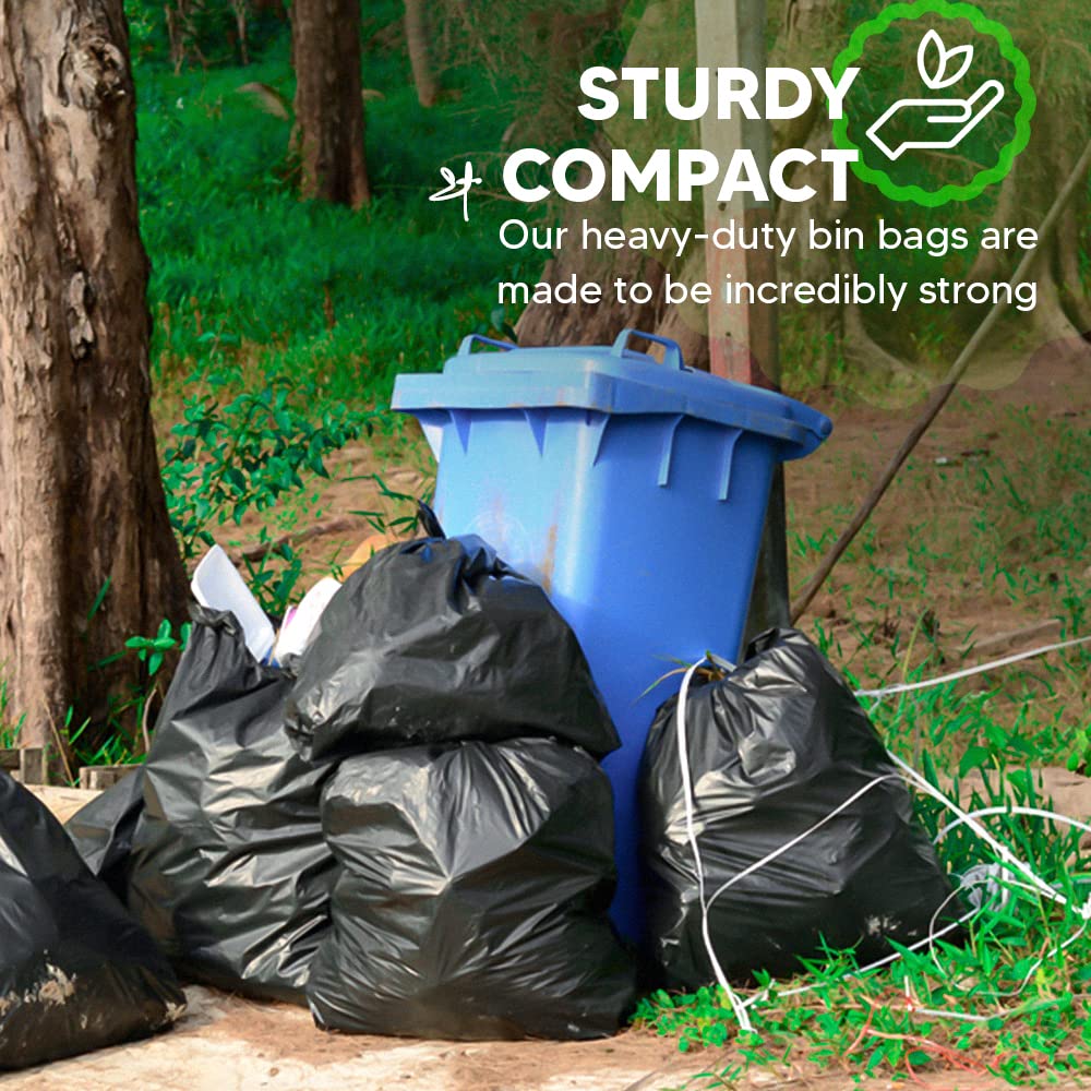 Venuscello® 100 x Refuse Sacks Rubble Rubbish Waste Bags 30" x 46" x 54" Bin Black Trash Liner for Garbage Construction Recyclable and Yard Wastage