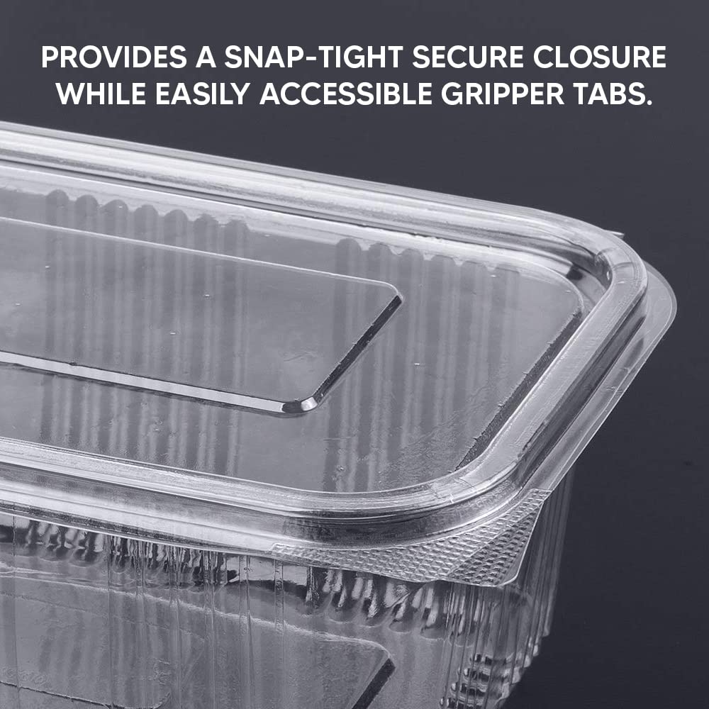 Venuscello® 500 x Hinged Lid Salad Containers 500cc Clear Plastic Reusable Food Container Ideal for Fruits Sandwich Cake Display