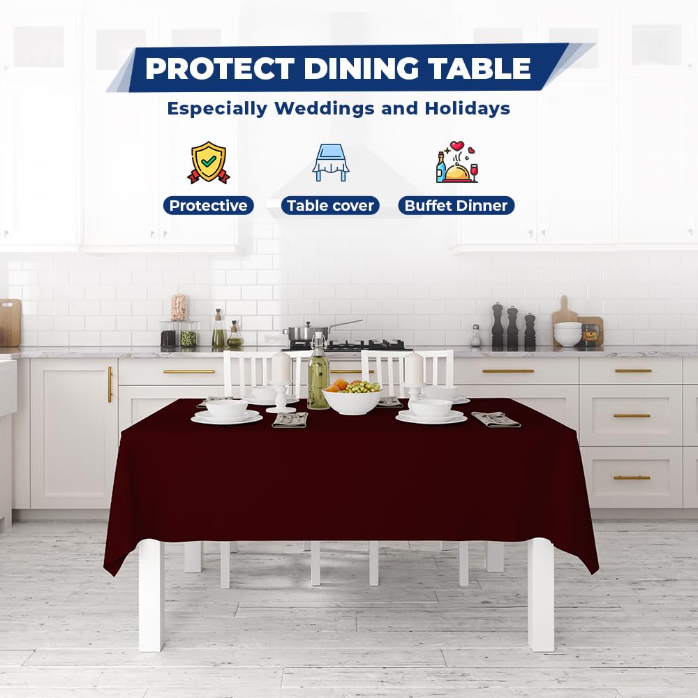 Venuscello® 8M Burgundy Banqueting Roll Tablecloth Paper Table Cover Roll for Wedding Party at Home Buffet Dinner and Ideal Solution to Protect Dining Table