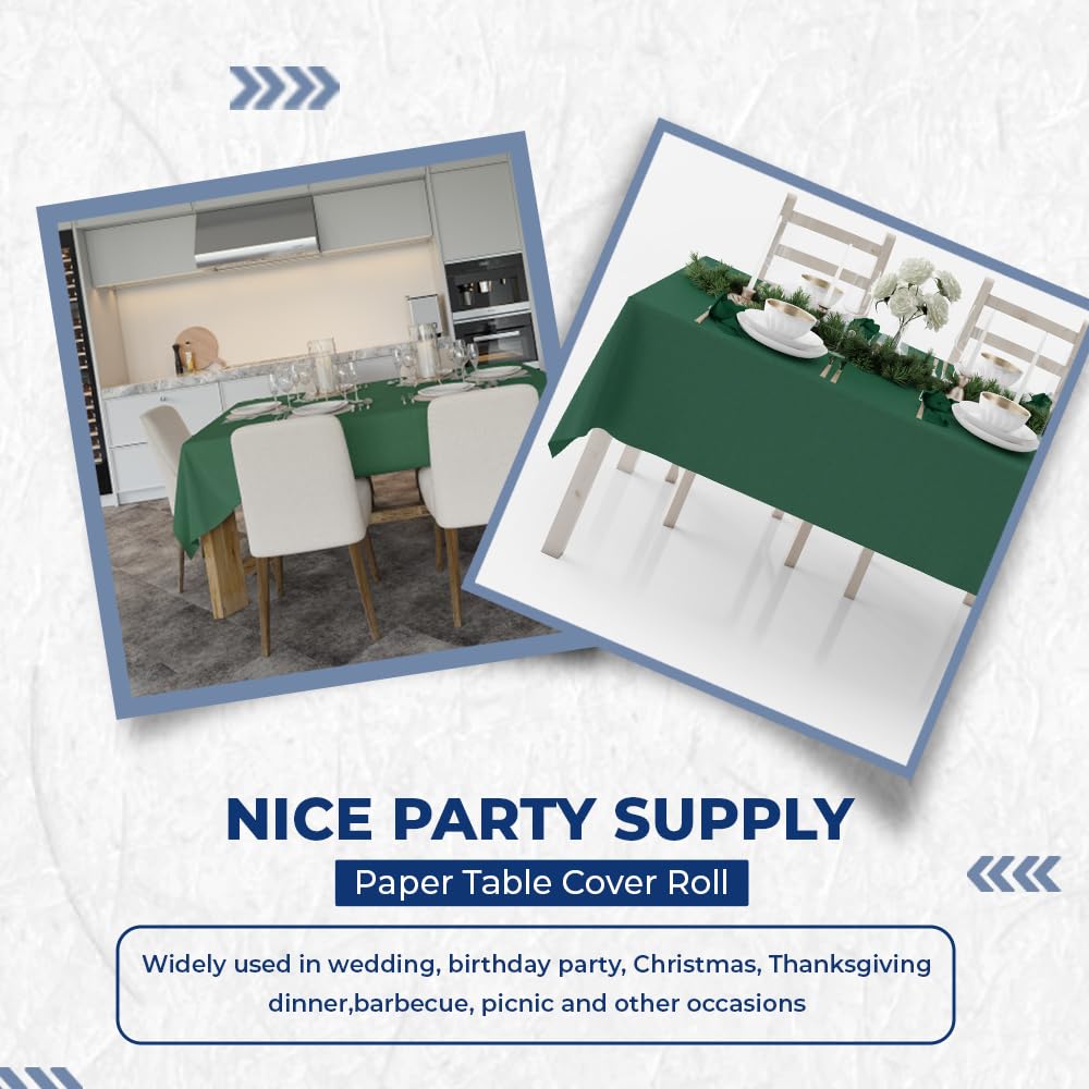 Dark Green Paper Banqueting Roll 8m x 1.2m Disposable Table Cover Cloths For Catering & Wedding Buffet