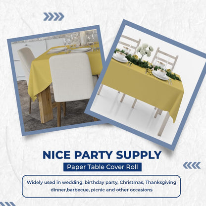 Venuscello® 8m Gold Banqueting Roll, Tablecloth, Paper Table Cover Roll for Wedding Party at Home, Buffet Dinner and Ideal Solution to Protect Dining Table