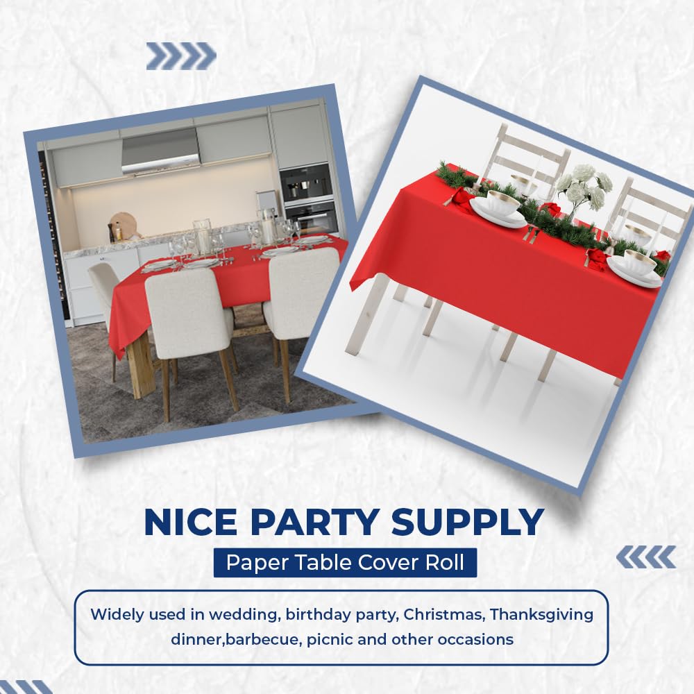 Venuscello® 25m Red Banqueting Roll, Tablecloth, Paper Table Cover Roll for Wedding Party at Home, Buffet Dinner and Ideal Solution to Protect Dining Table