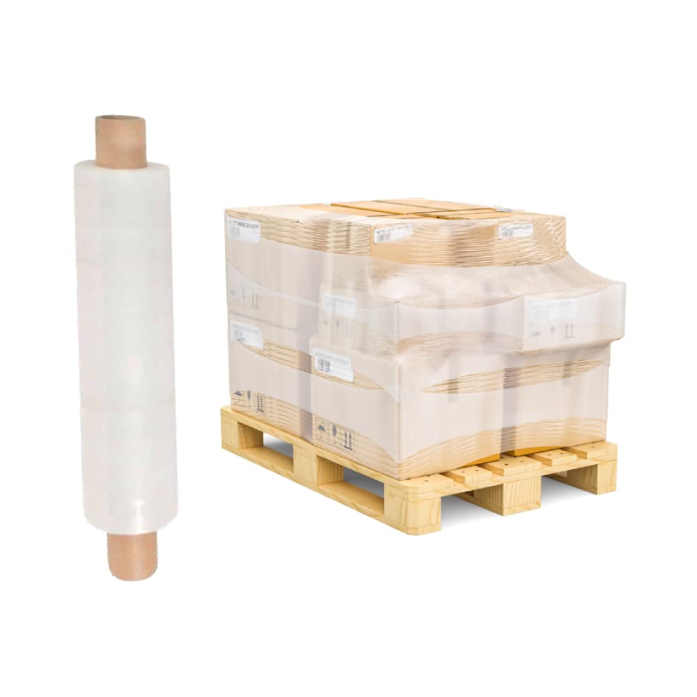 Venuscello® Pallet Wrap Stretch Shrink Wrapping Roll 400mm x 200m 20mu Extended Core Clear Cling Film for Moving House & Industrial Uses