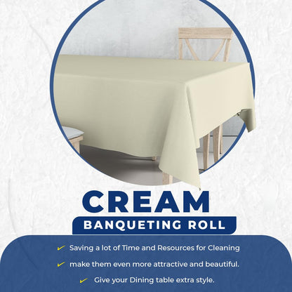 Venuscello® Cream Banquet Roll 8m x 120cm Paper Banqueting Table Cover for Wedding Buffet Dinner Home Large Disposable Table Paper Cloth