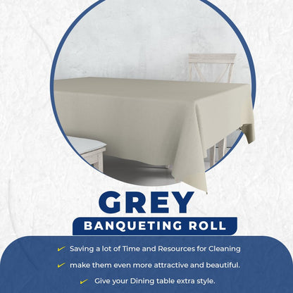 Venuscello® Grey Banquet Roll 25m x 120cm Paper Banqueting Table Cover for Wedding Buffet Dinner Home Large Disposable Table Paper Cloth