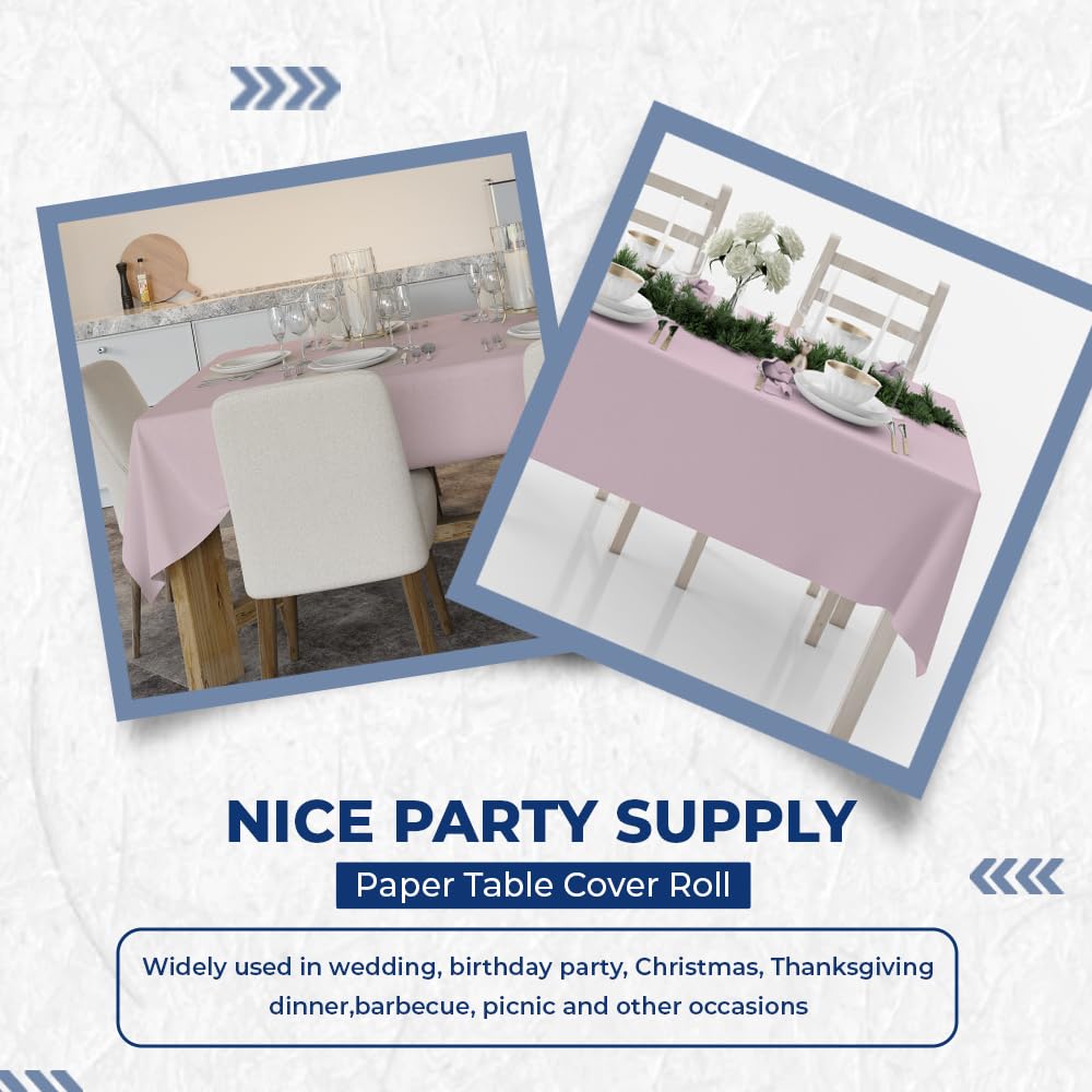 Venuscello® Lilac Banquet Roll 8m x 120cm Paper Banqueting Table Cover for Wedding Buffet Dinner Home Large Disposable Table Paper Cloth