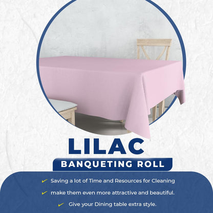 Venuscello® Lilac Banquet Roll 8m x 120cm Paper Banqueting Table Cover for Wedding Buffet Dinner Home Large Disposable Table Paper Cloth
