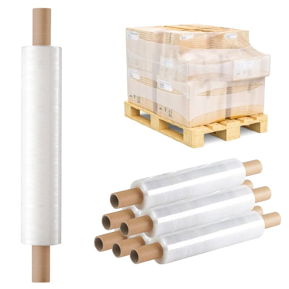 Venuscello® 2 x Pallet Wrap Stretch Shrink Cling Film 400mm x 250m 30mu Clear Extended Core Wrap Rolls for Moving, Secure Packaging, Wrap Parcel for Secure Shipping