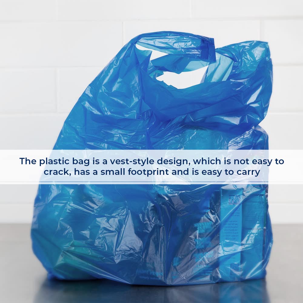 Venuscello® 500 x Blue Plastic Vest Carrier Bags 16" x 24" x 30" Heavy Duty Carry Bags for Vegetables Fruits Groceries Shopping