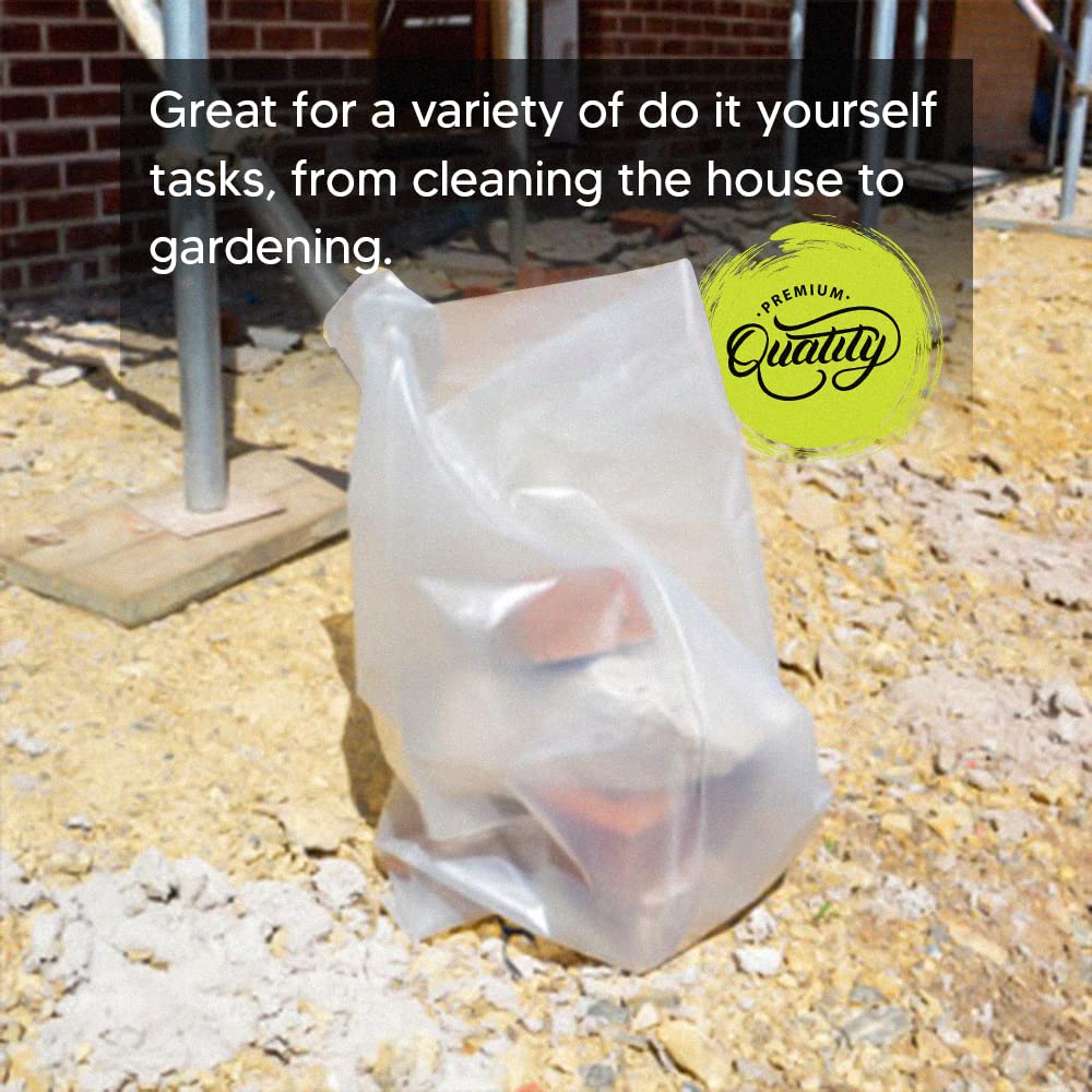 Venuscello® Heavy Duty Rubble Sacks | 200 Polypropylene Clear Refuse Builder Bags 20" x 30" 300 Gauge Rubbish Bags for Gardening Construction Garbage Waste