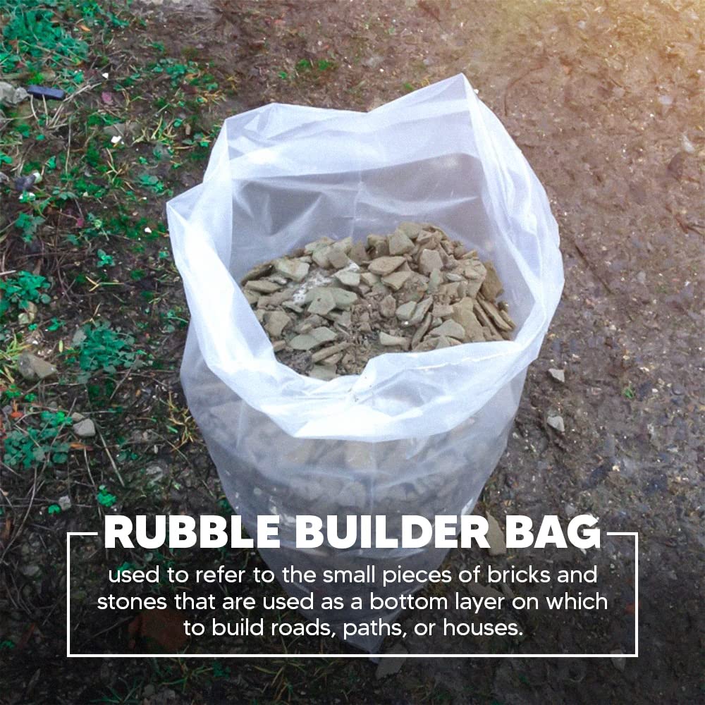 Venuscello® Heavy Duty Rubble Sacks | 50 Polypropylene Clear Refuse Builder Bags 24" x 36" 250 Gauge Rubbish Bags for Gardening Construction Garbage Waste
